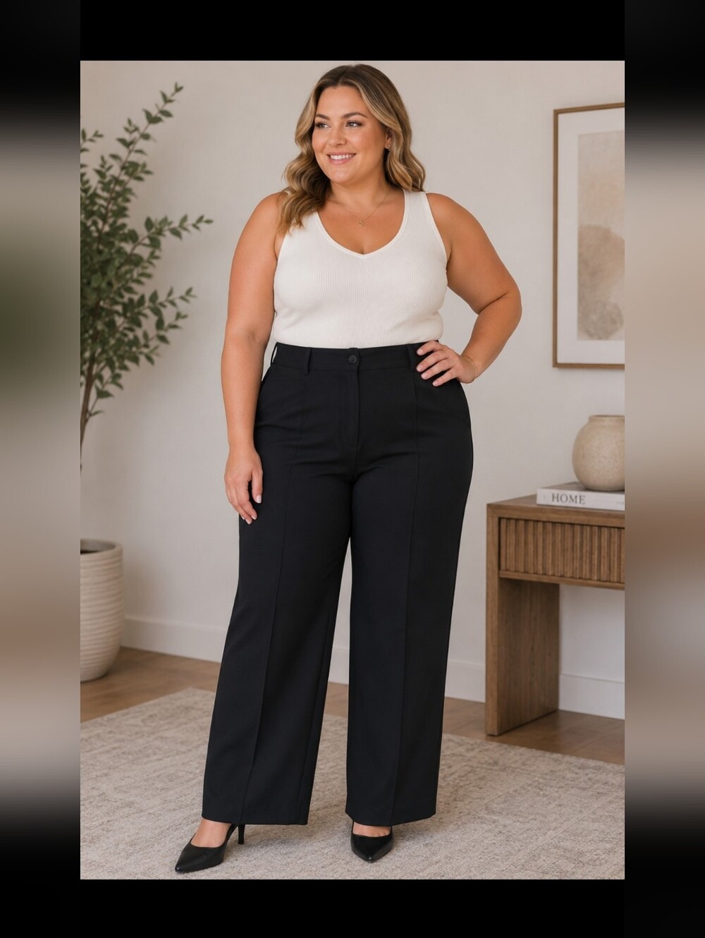Michel Antoni Black Dress Pants Size __ Wide Leg Career Workwear
